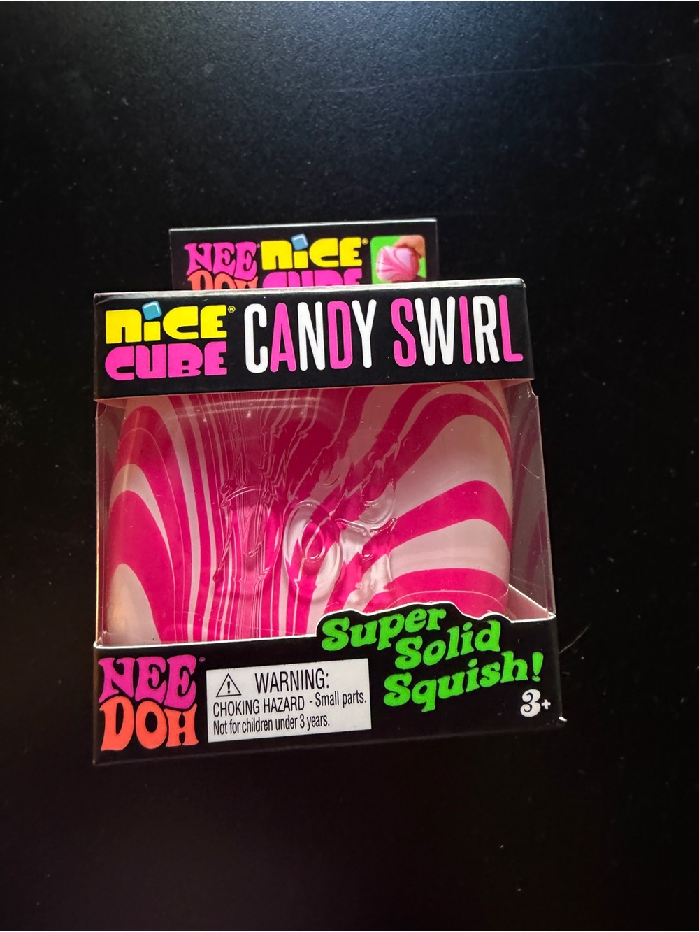 New Nee Doh Nice Cube CANDY SWIRL Pink/White Christmas Super Solid Squish Needoh